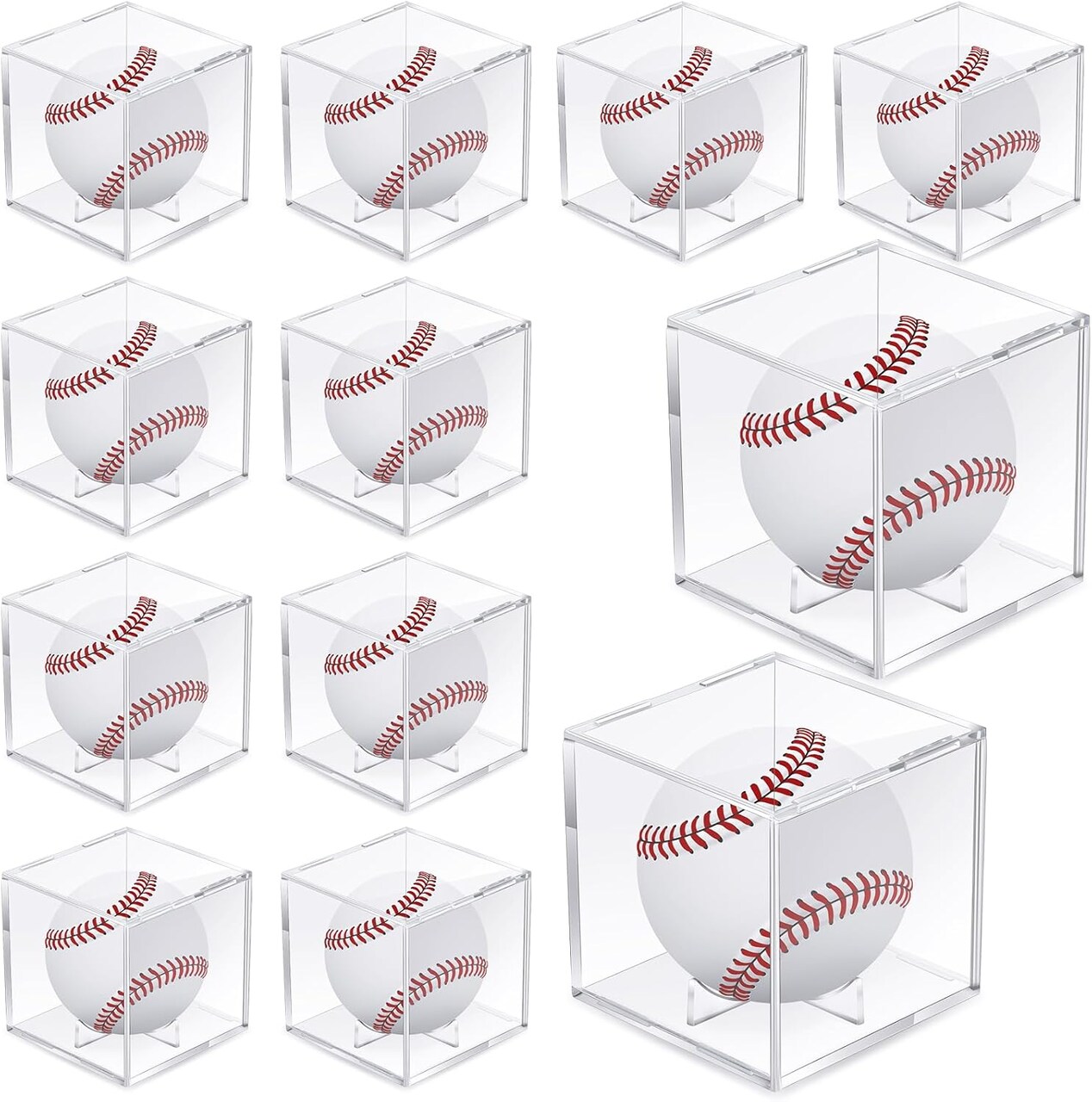 Baseball Display Cases for Balls, Acrylic Baseball Holder Clear UV Protected Cube Autograph Storage Box for Official Size Standing
